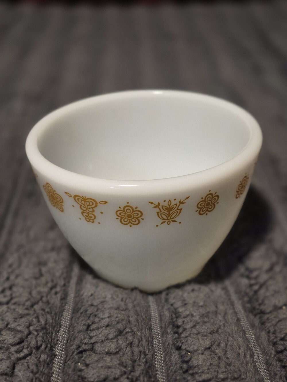 Corning White Milk Glass Butterfly Gold Open Sugar Bowl Handleless Cup